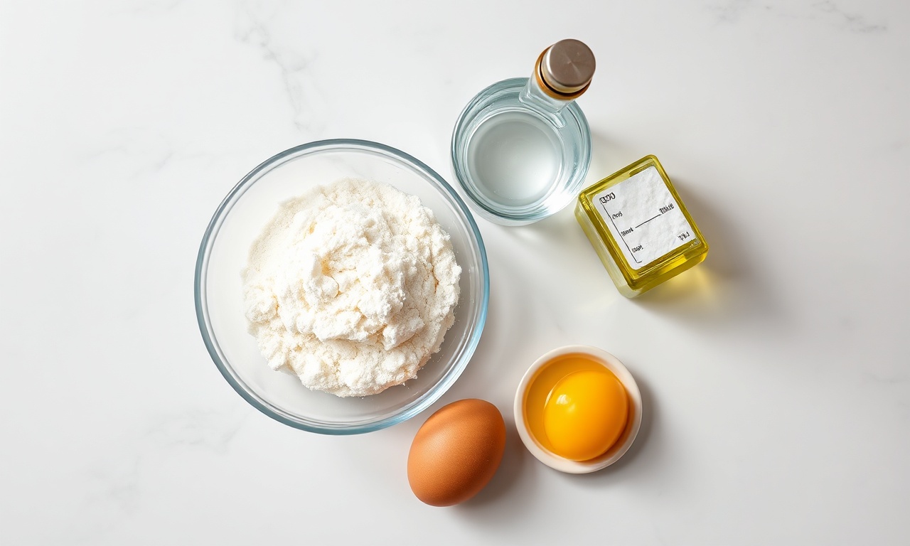 Vista de cima dos 5 ingredientes simples e organizados.
