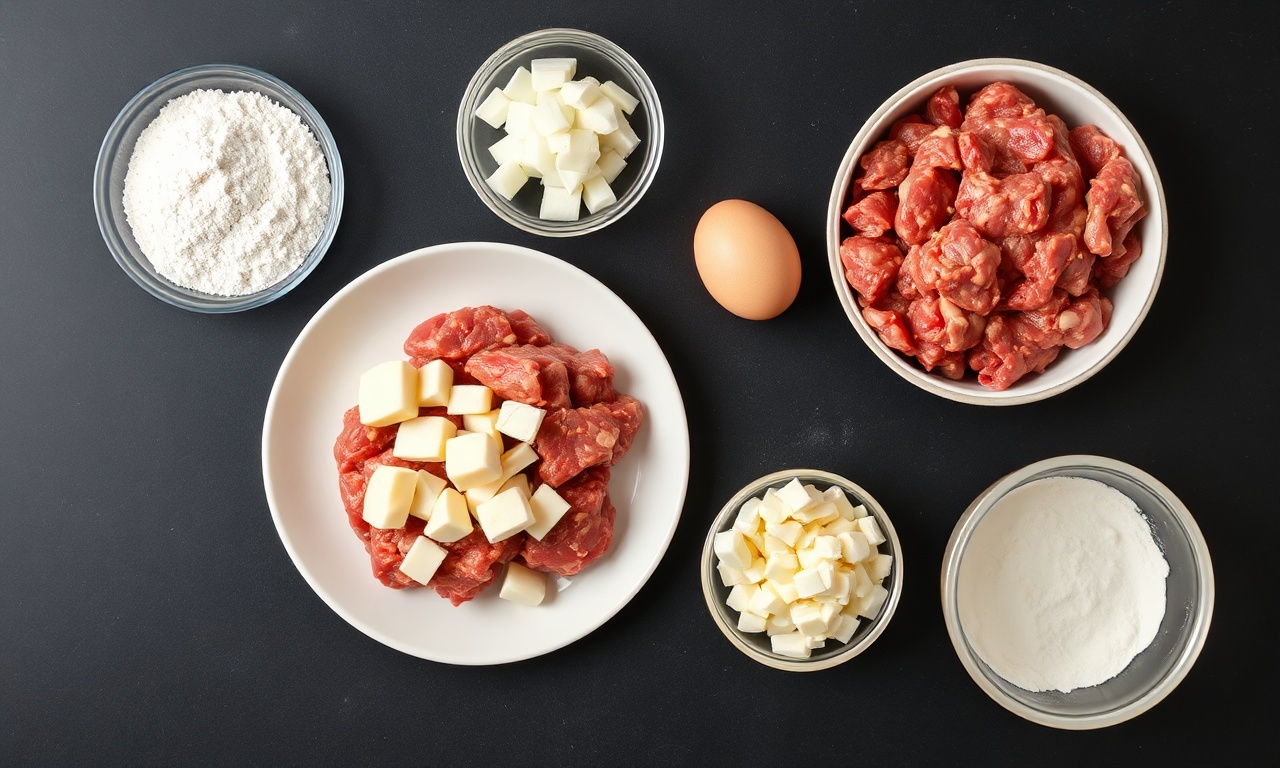 Vista de cima dos ingredientes organizados