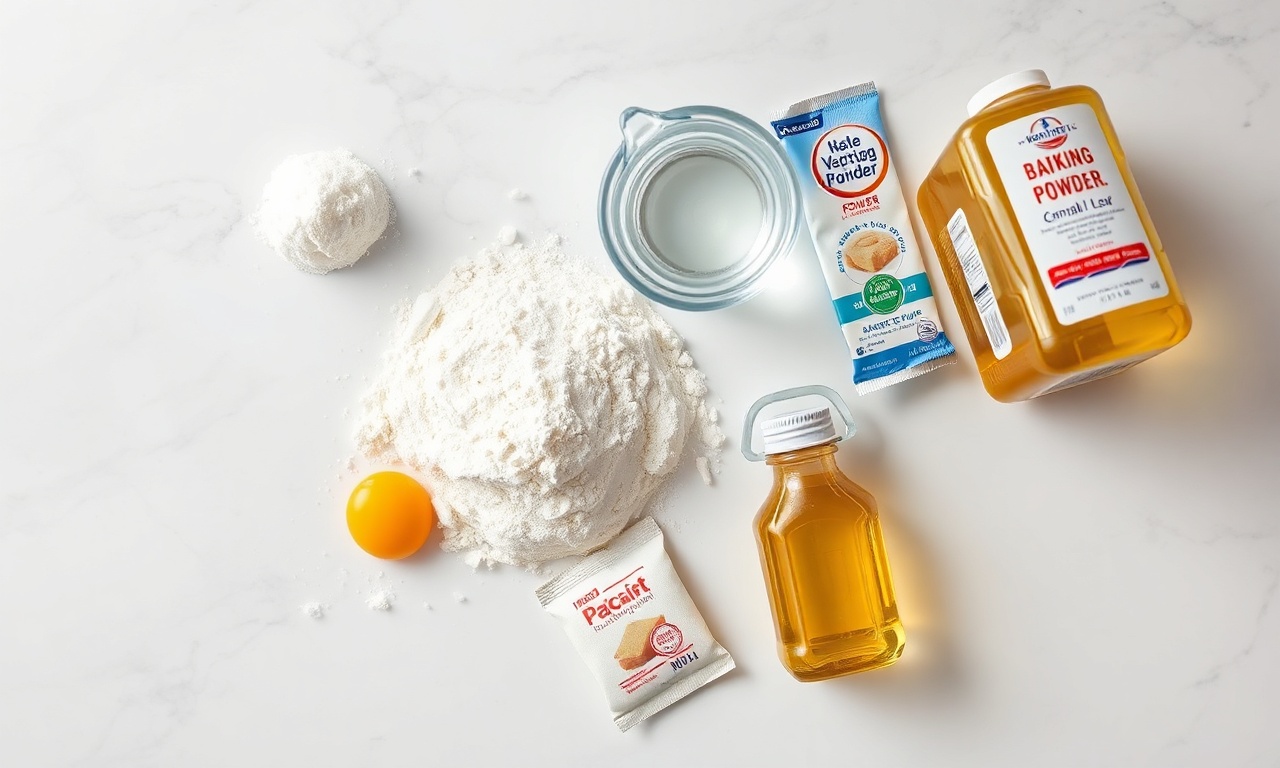 Vista de cima dos ingredientes simples e essenciais para a receita.