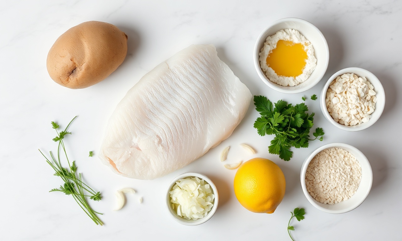 Vista de cima dos ingredientes frescos e organizados para a receita.