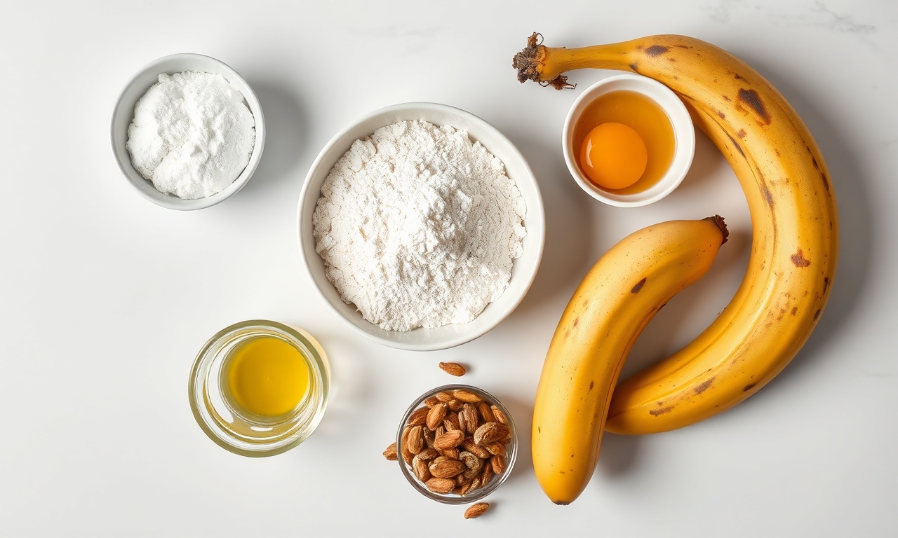 Vista de cima dos ingredientes organizados sobre superfície clara.
