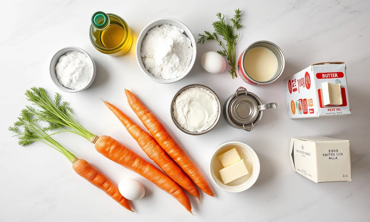 Vista de cima dos ingredientes frescos e básicos da despensa organizados sobre superfície de mármore.