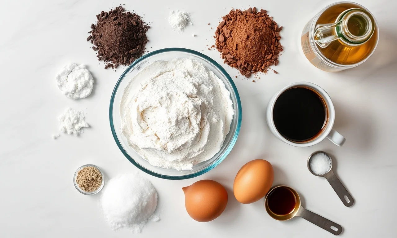 Vista de cima dos ingredientes organizados sobre superfície clara
