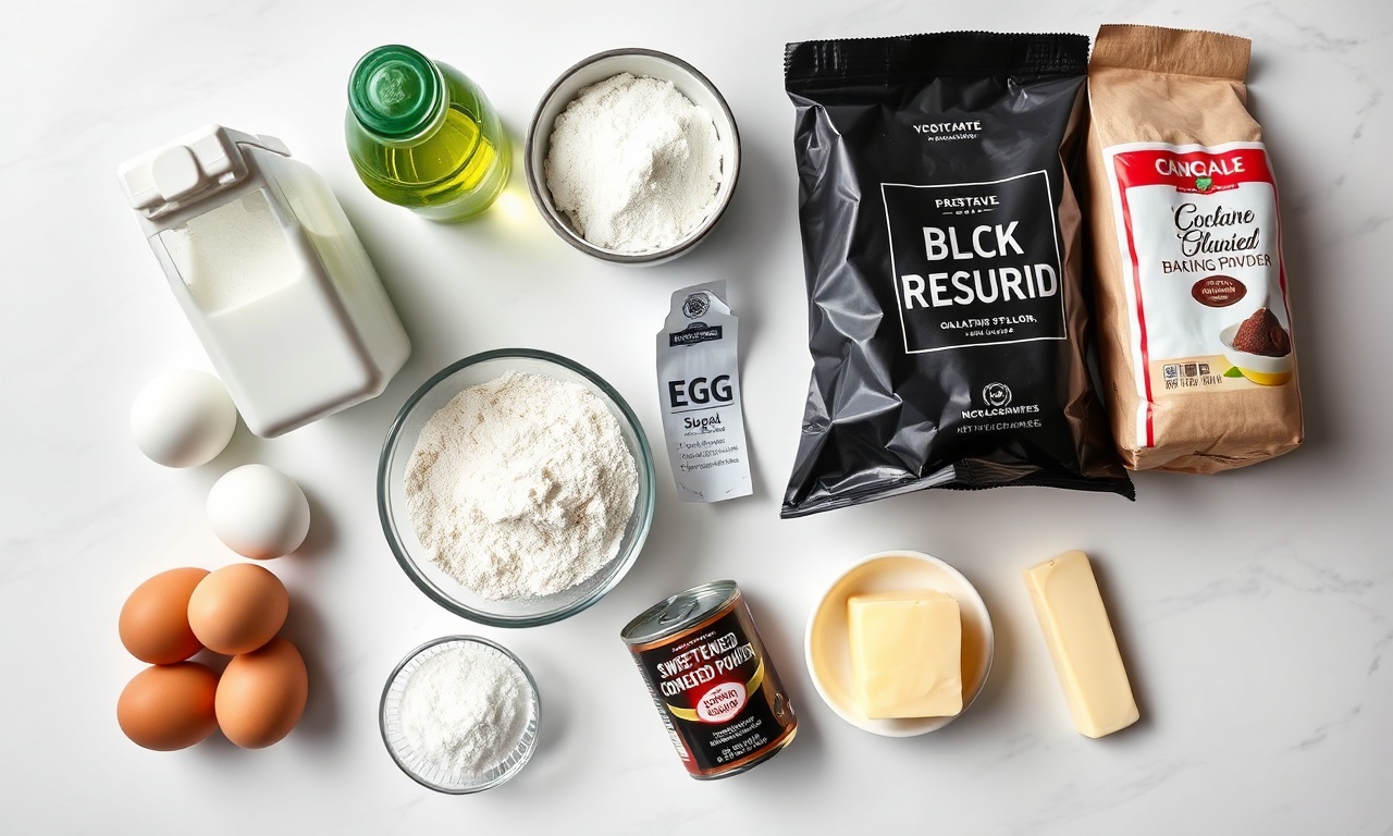 Vista de cima dos ingredientes organizados
