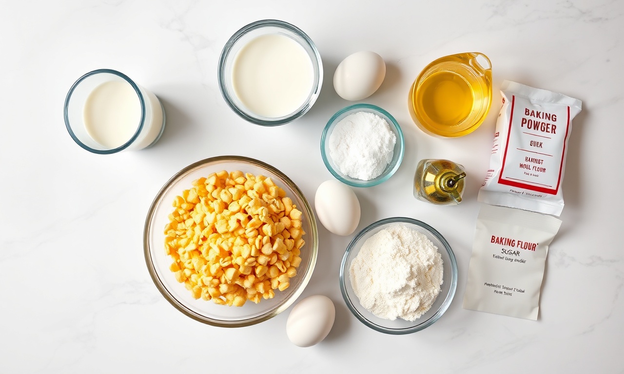 Vista de cima dos ingredientes organizados sobre superfície clara