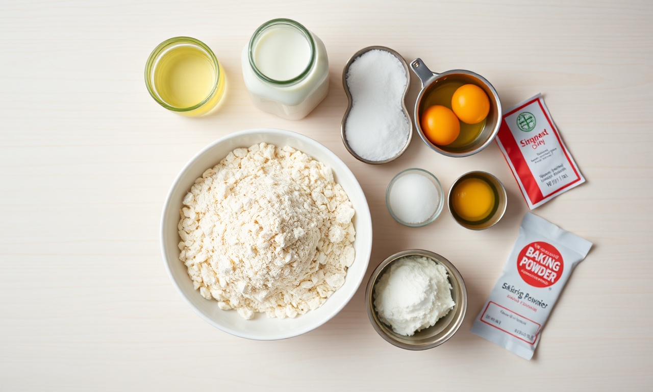 Vista de cima dos ingredientes organizados