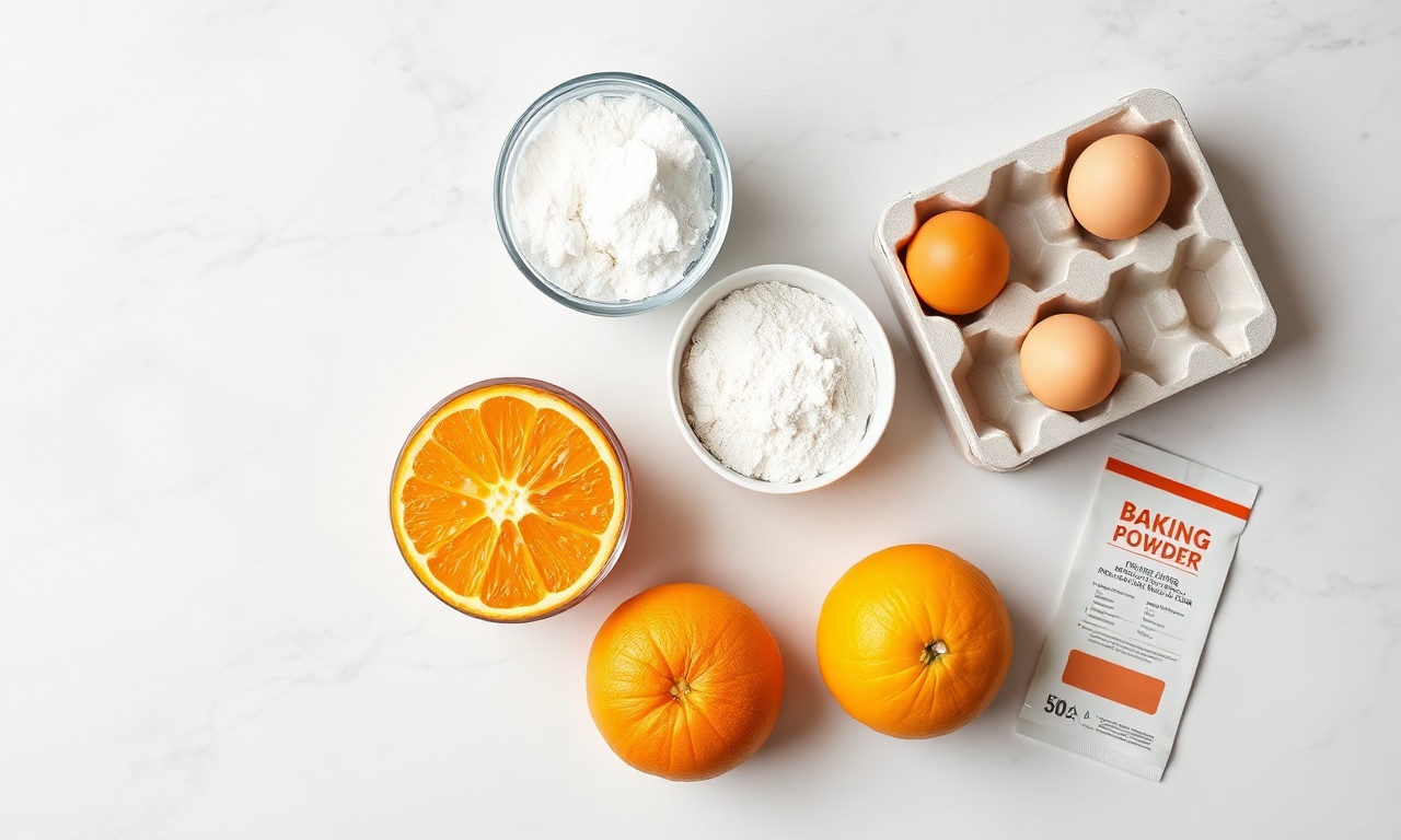 Vista de cima dos ingredientes frescos e secos organizados para a receita.