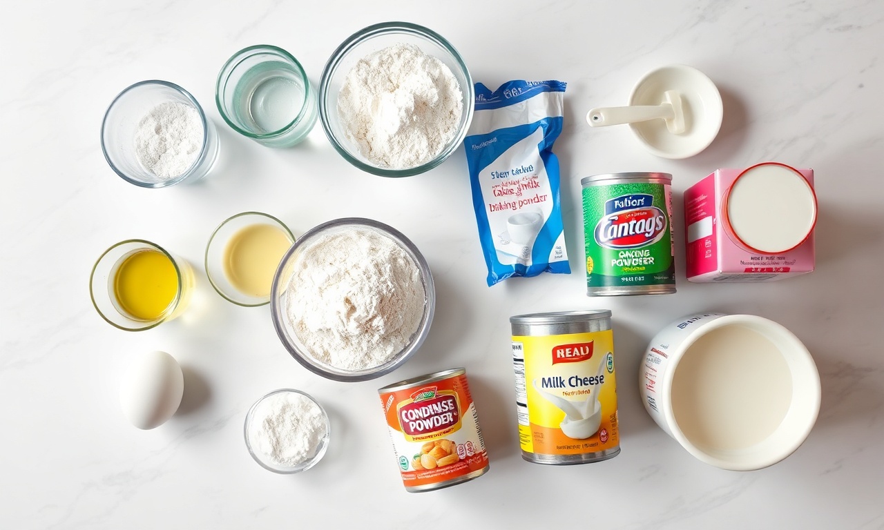 Vista de cima dos ingredientes organizados