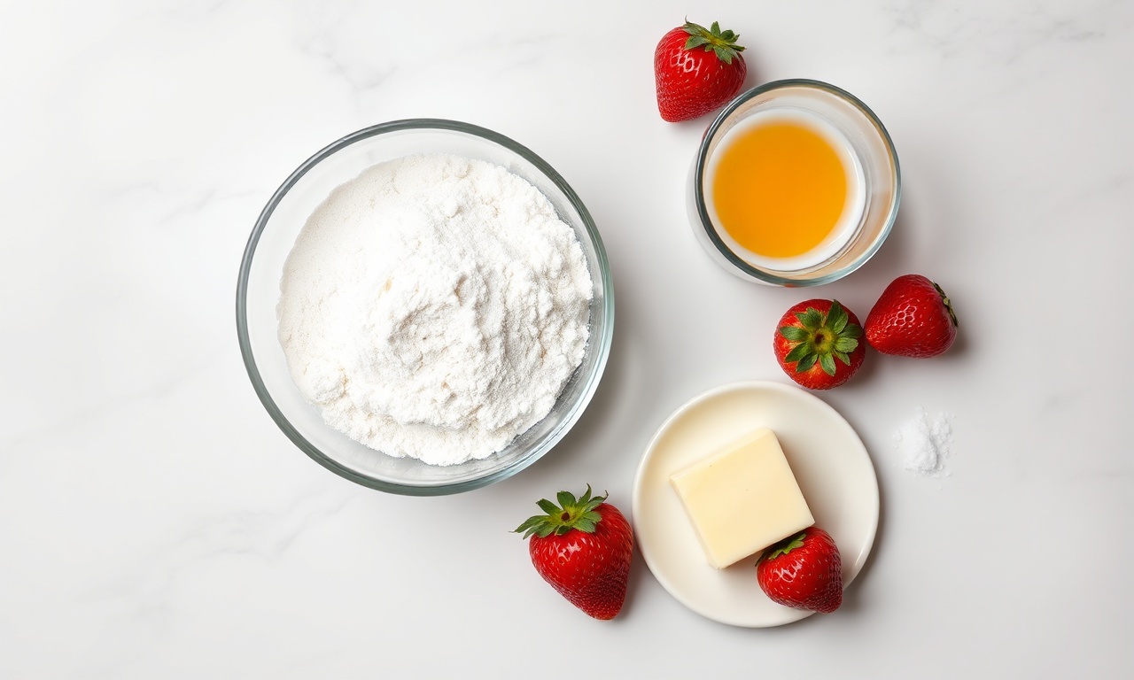 Vista de cima dos ingredientes simples e essenciais para a receita.