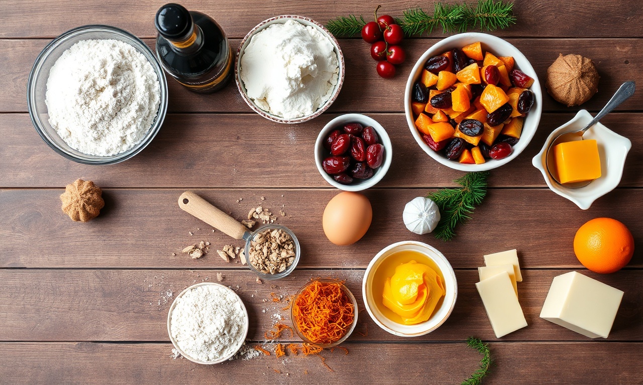 Vista de cima dos ingredientes organizados