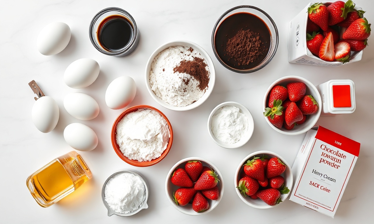 Vista de cima dos ingredientes organizados