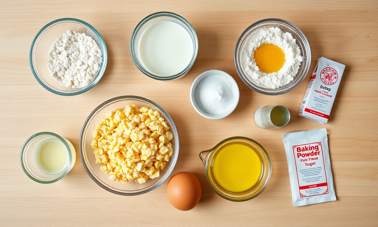 Vista de cima dos ingredientes organizados para a receita.