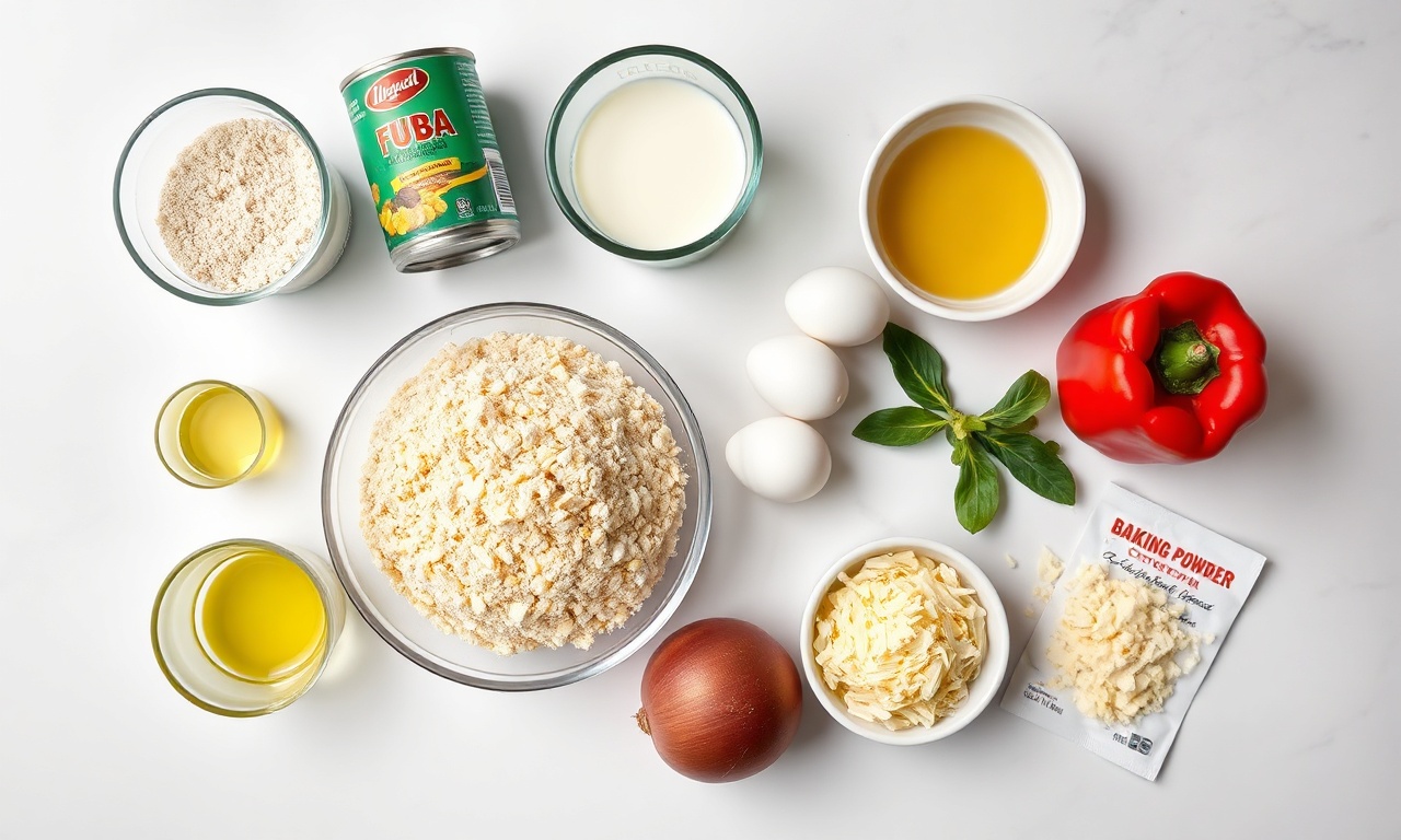 Vista de cima dos ingredientes organizados