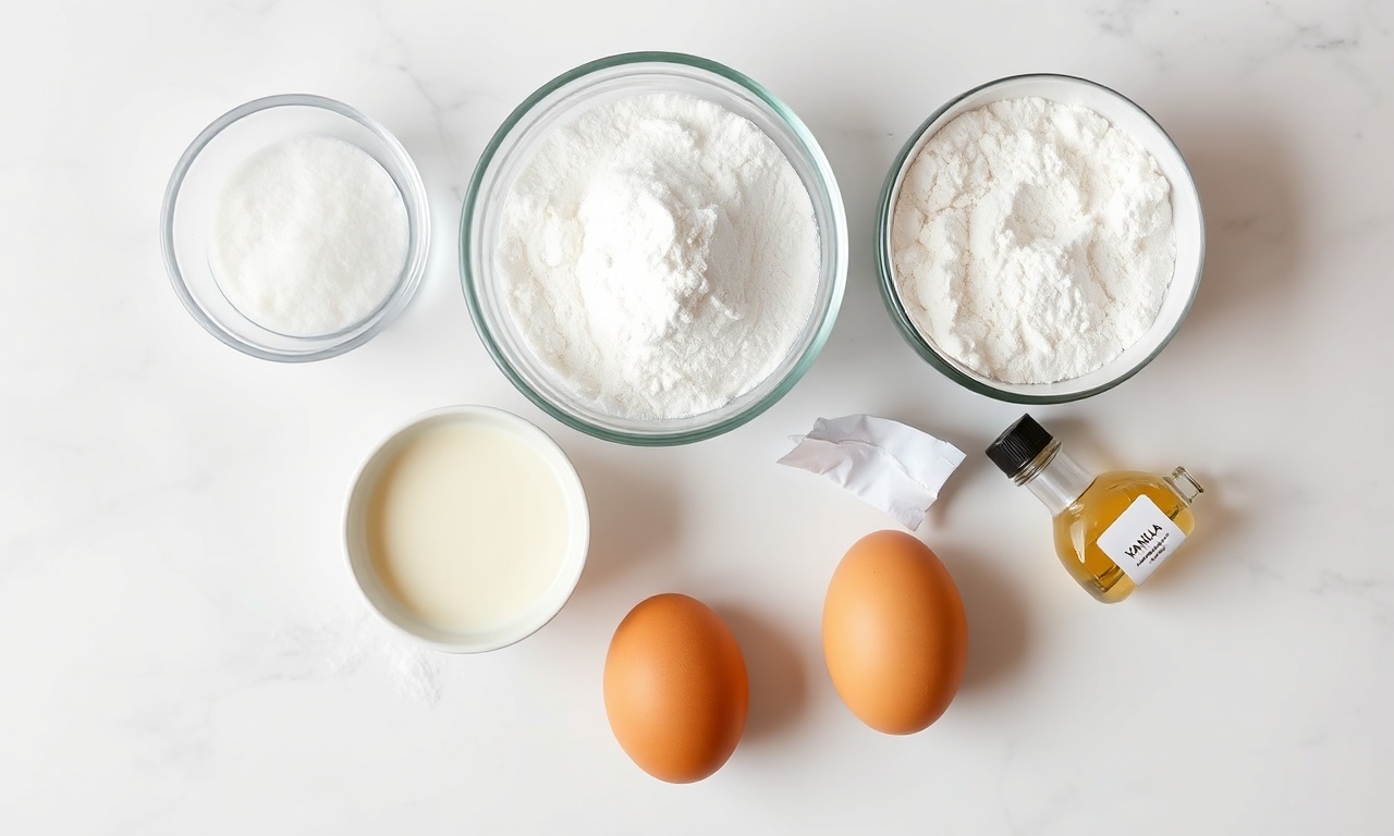 Vista de cima dos ingredientes simples e frescos para a receita.