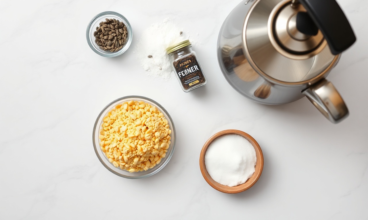 Vista de cima dos ingredientes organizados
