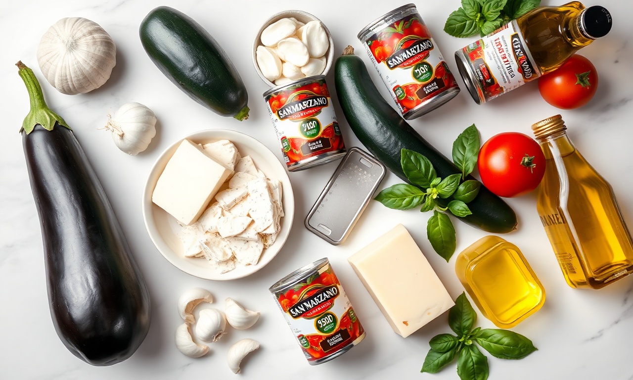 Vista de cima dos ingredientes frescos organizados sobre superfície de mármore.