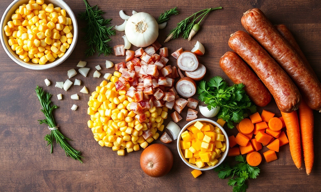 Vista de cima dos ingredientes organizados