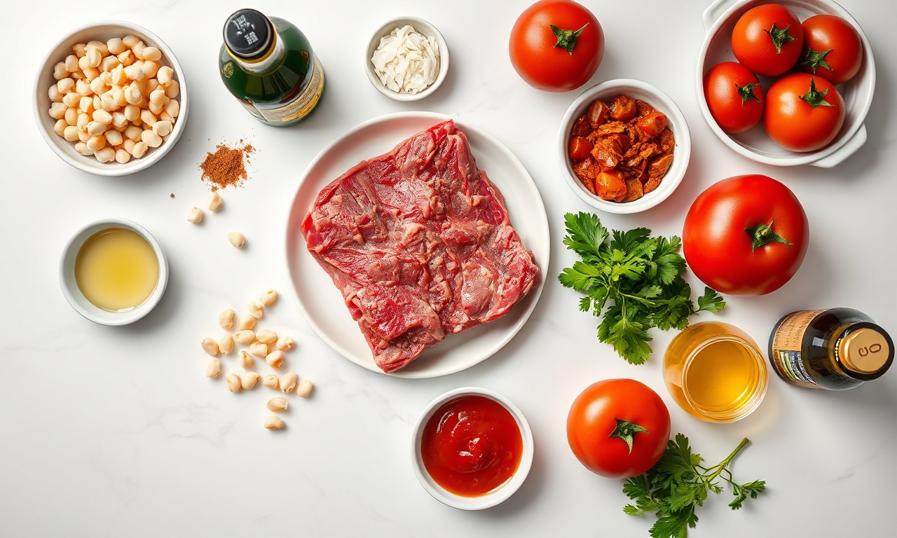 Vista de cima dos ingredientes principais da receita.