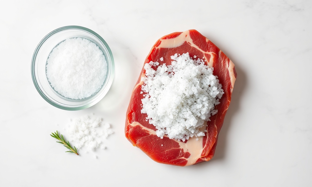 Vista de cima dos ingredientes essenciais para o preparo do jabá.