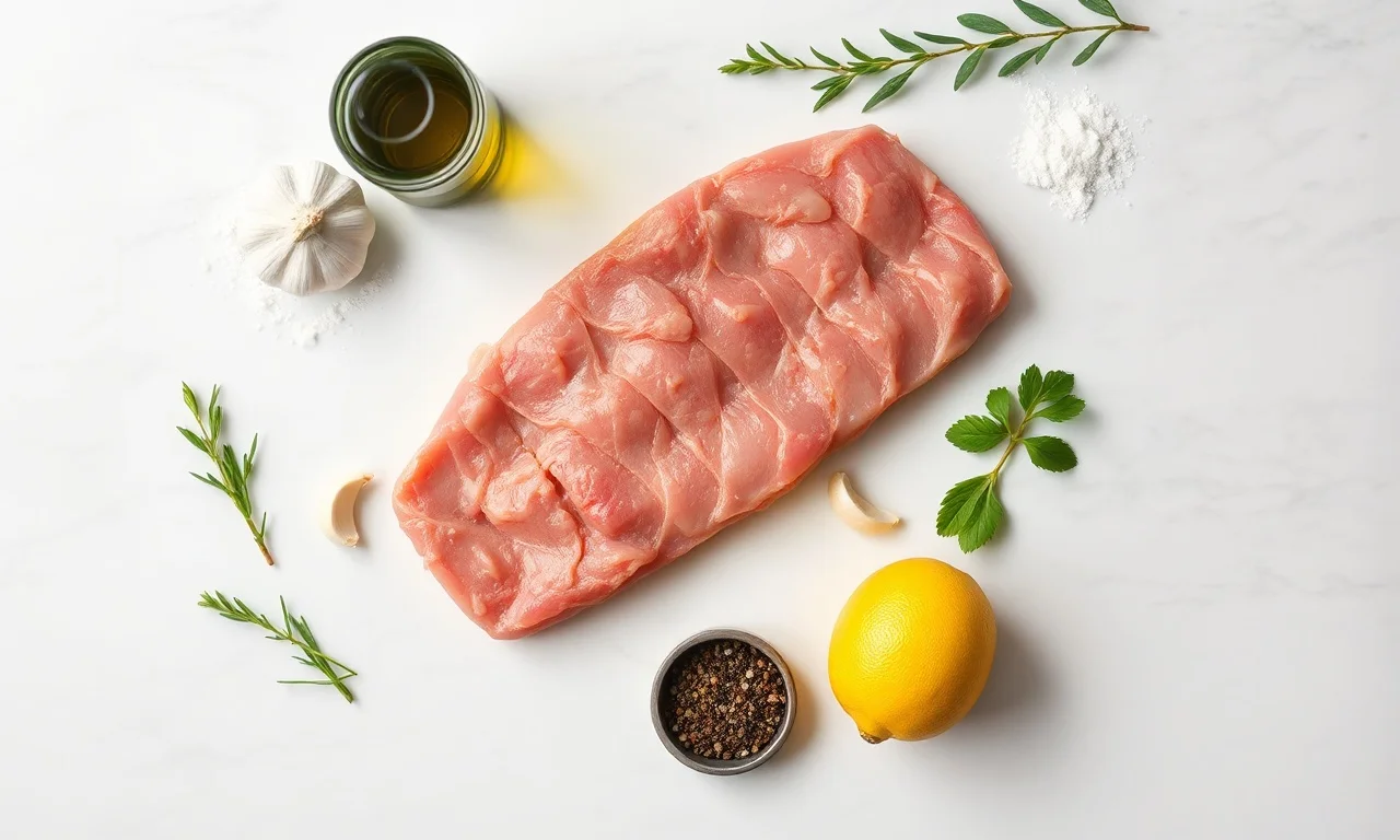 Vista de cima dos ingredientes frescos e organizados para a marinada.