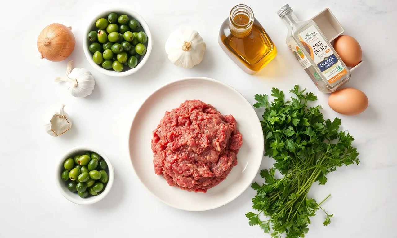 Vista de cima dos ingredientes frescos e organizados.