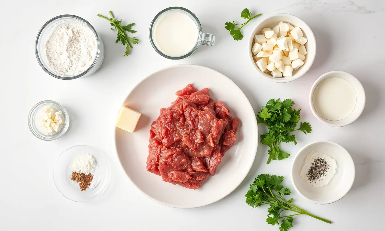 Vista de cima dos ingredientes organizados sobre superfície clara