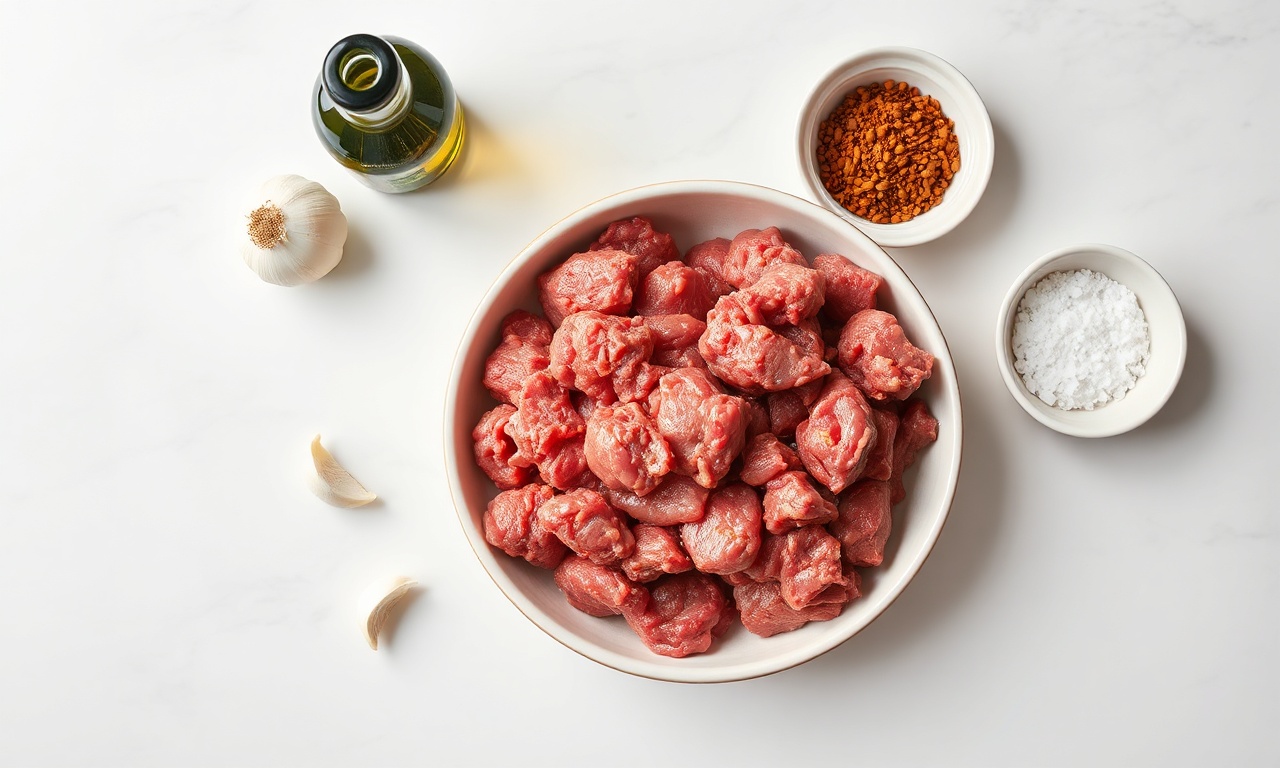 Vista de cima dos ingredientes organizados.