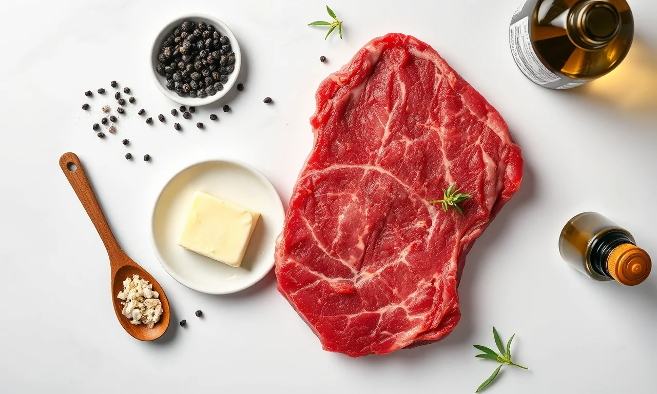 Vista de cima dos ingredientes organizados sobre superfície de mármore
