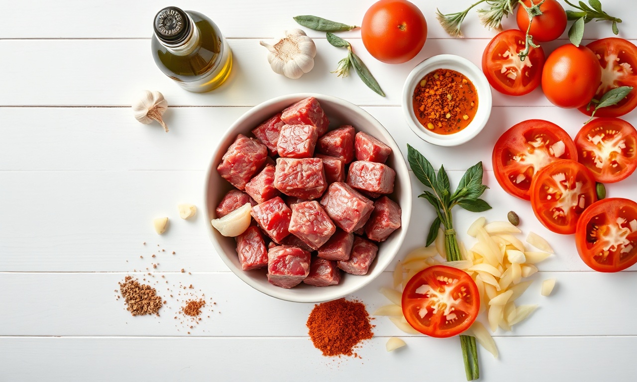 Vista de cima dos ingredientes organizados