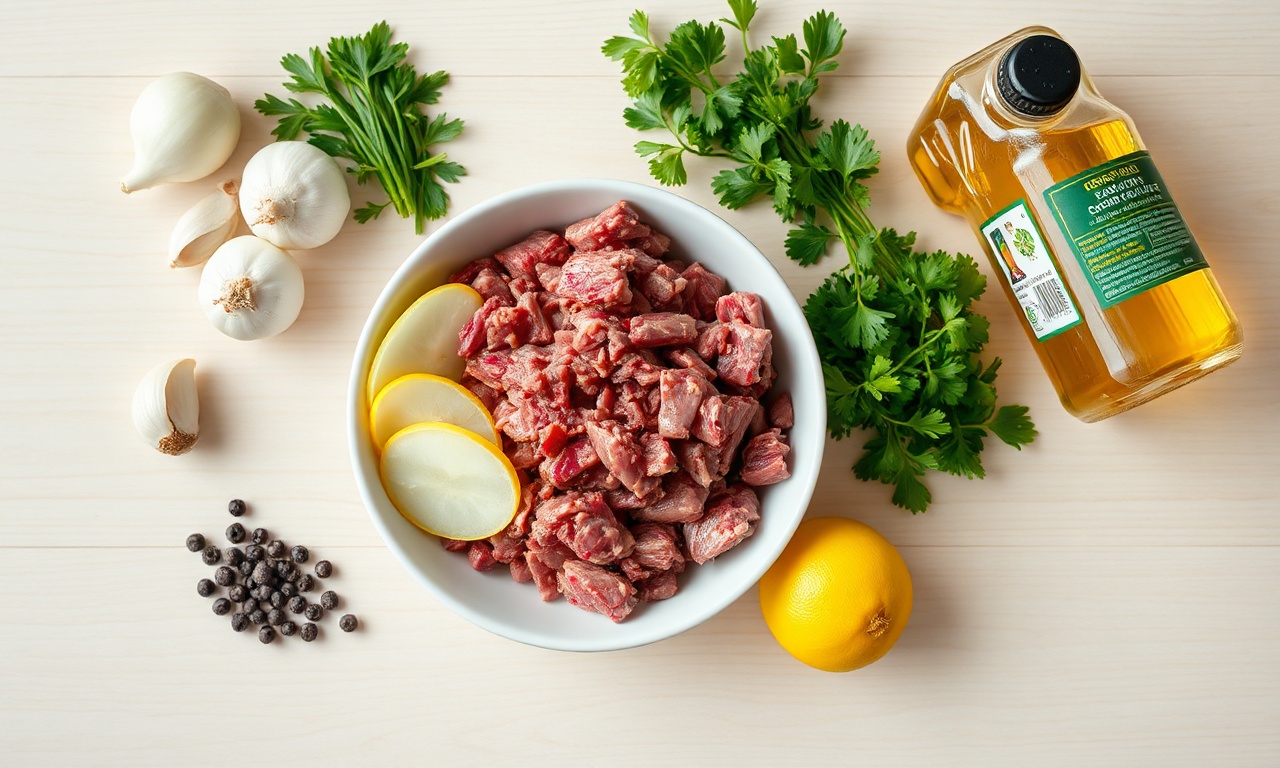 Vista de cima dos ingredientes organizados