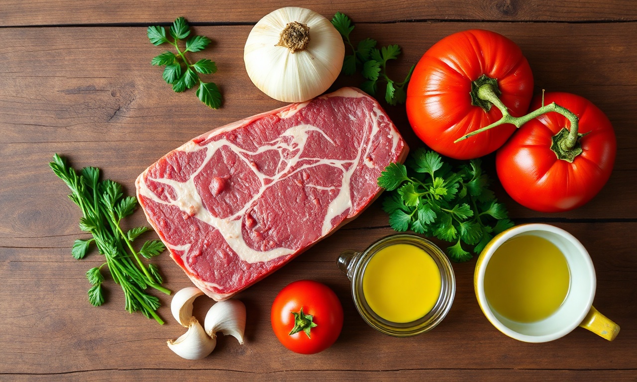 Vista de cima dos ingredientes organizados