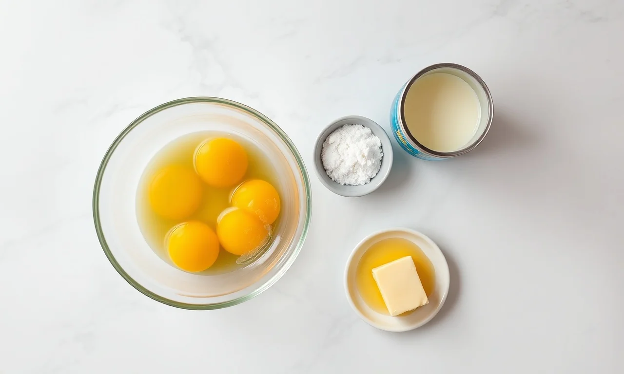 Vista de cima dos 5 ingredientes simples da receita.