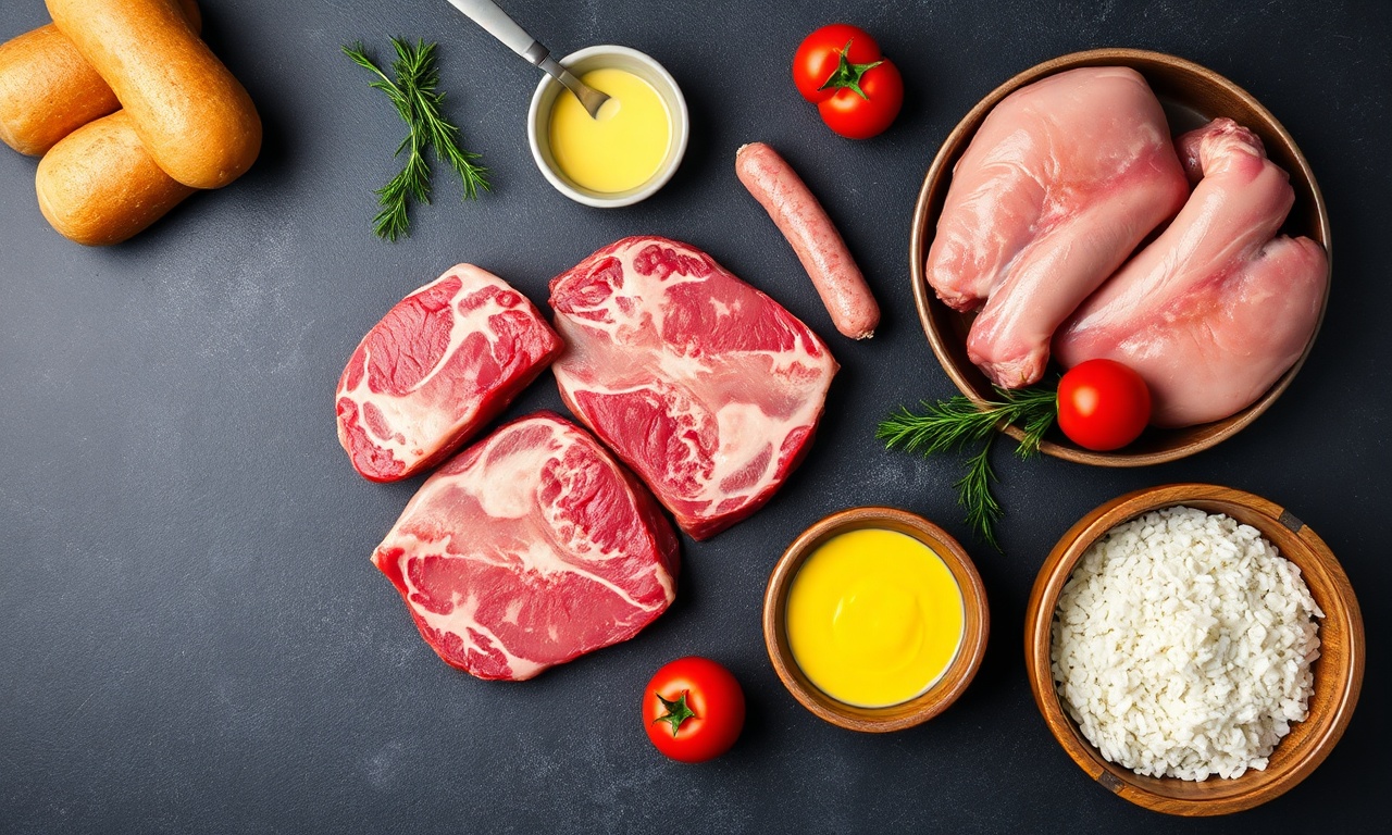 Vista de cima dos ingredientes organizados