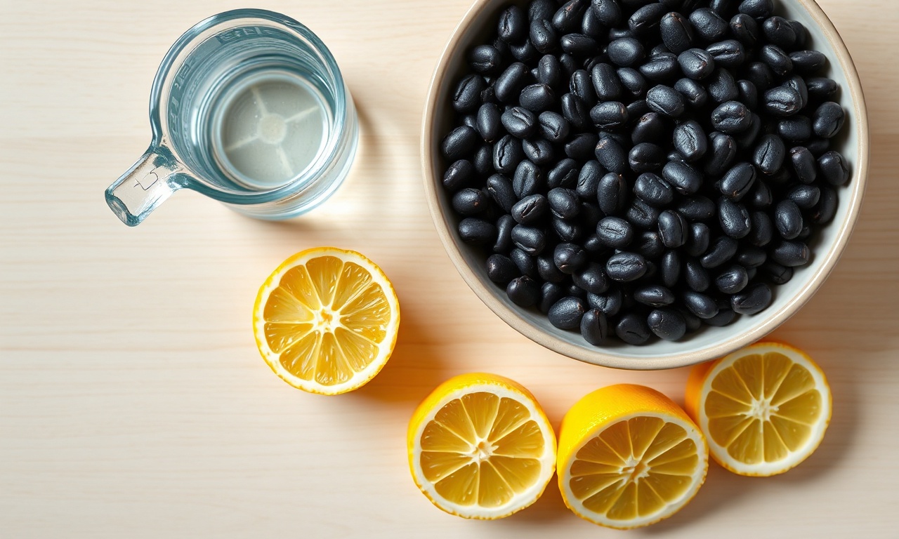 Como Clarear Feijão Escuro Em 10 Min Com Limão (Truque Rápido) 4 Vista de cima dos ingredientes simples necessários para o truque