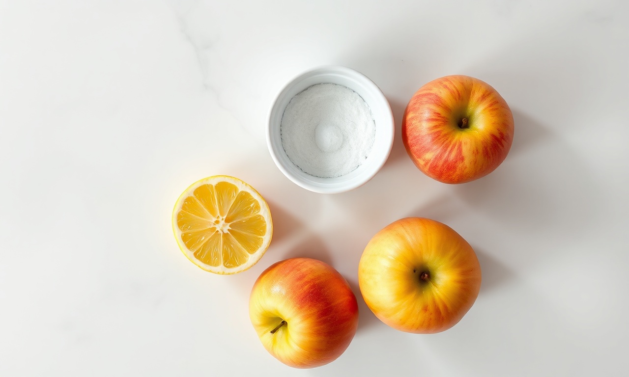 Como Congelar Maçã Em 5 Passos Fáceis (Sem Grudar) 4 Vista de cima dos ingredientes simples necessários.