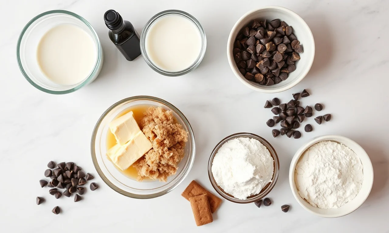 Vista de cima dos ingredientes organizados sobre superfície clara