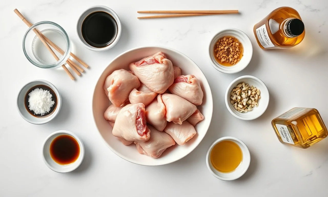 Vista de cima dos ingredientes organizados para a receita.