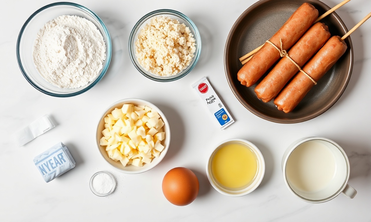 Vista de cima dos ingredientes organizados sobre a mesa.