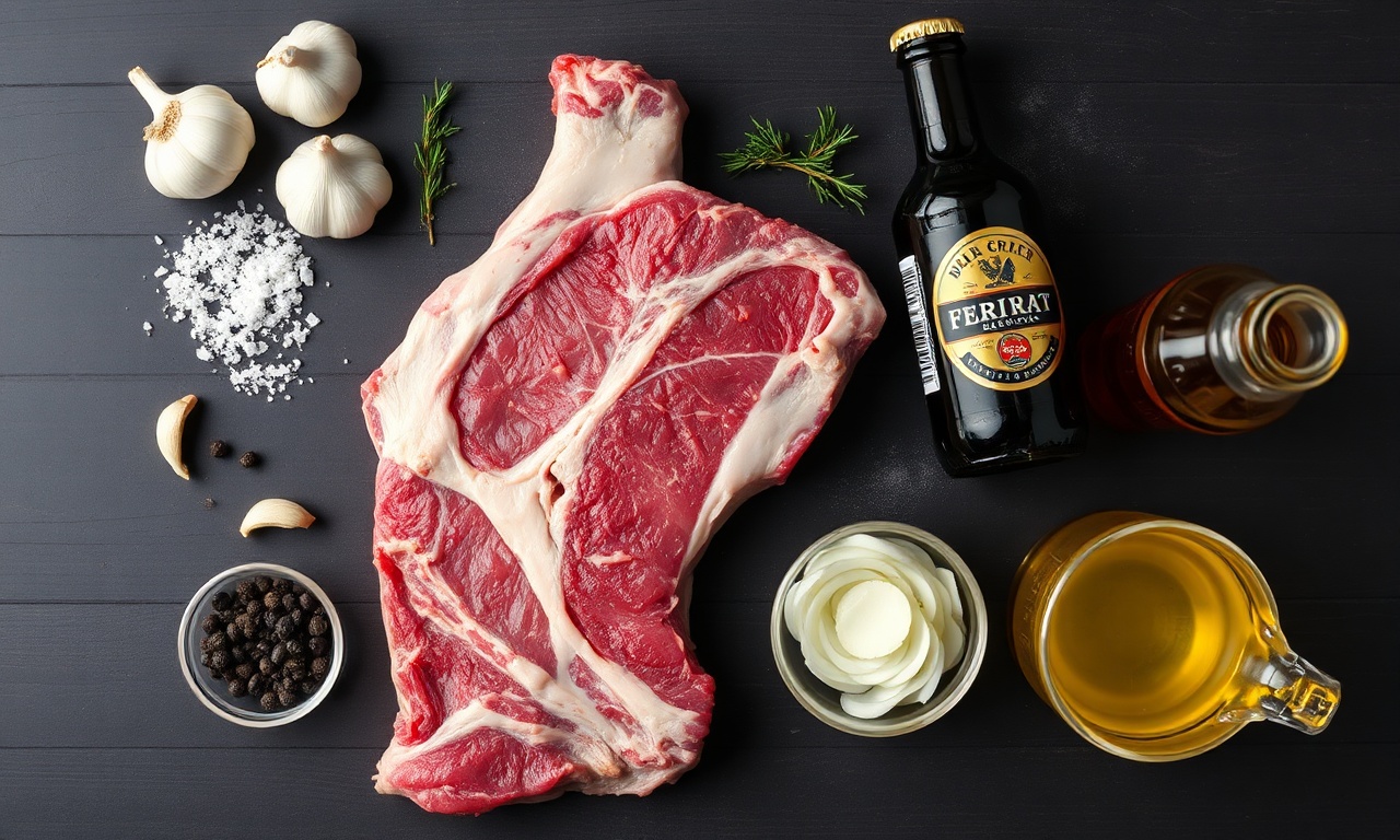 Vista de cima dos ingredientes frescos e simples para a receita.
