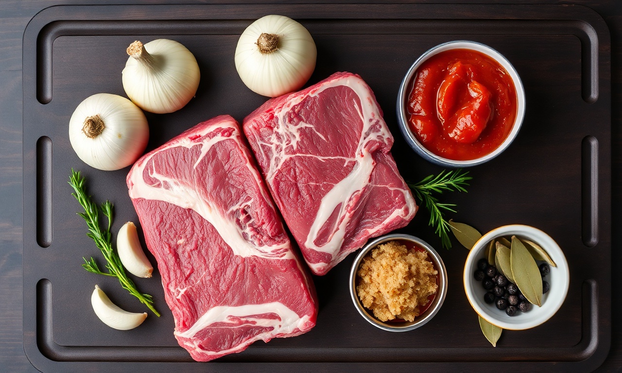 Vista de cima dos ingredientes organizados sobre superfície de madeira