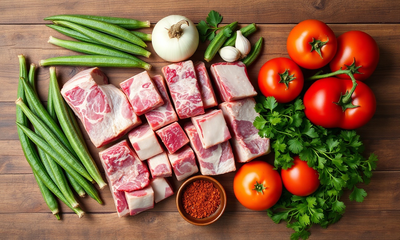 Vista de cima dos ingredientes organizados