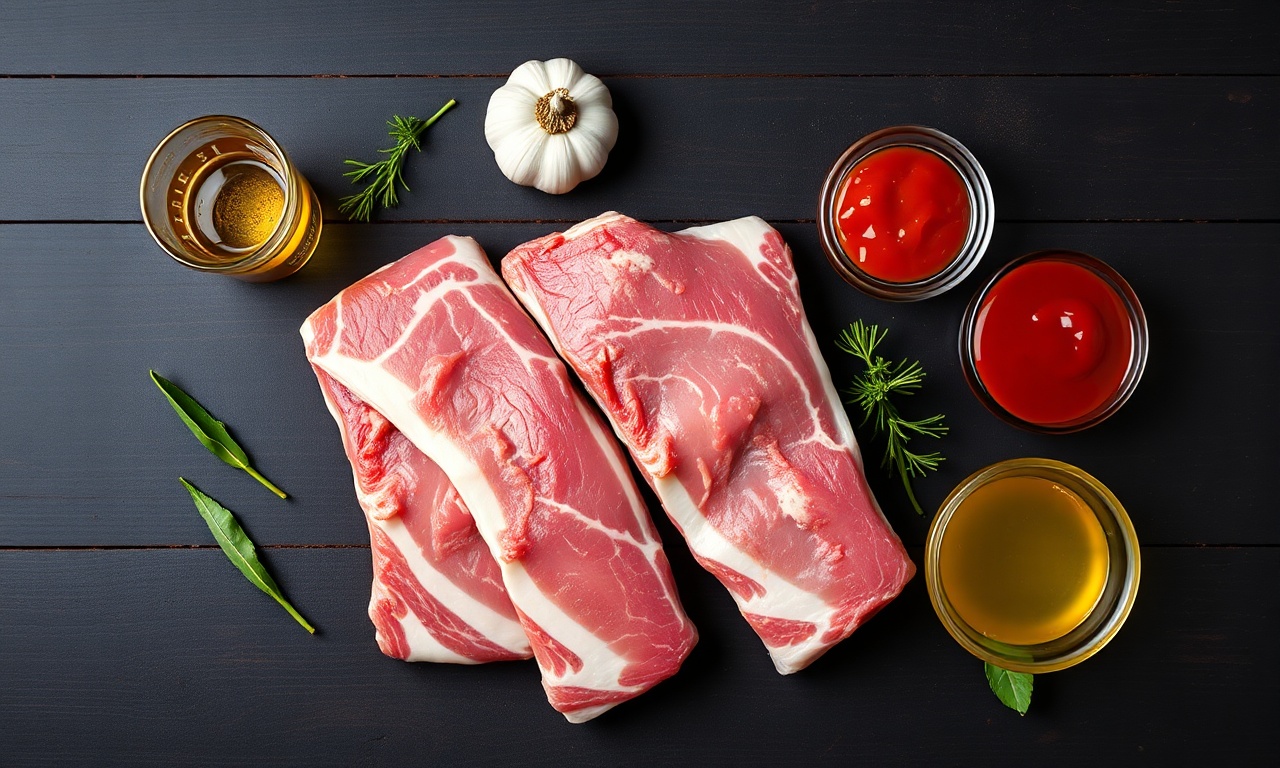 Vista de cima dos ingredientes organizados sobre superfície de madeira.