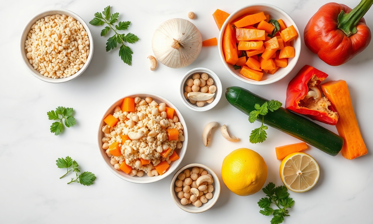 Vista de cima dos ingredientes organizados
