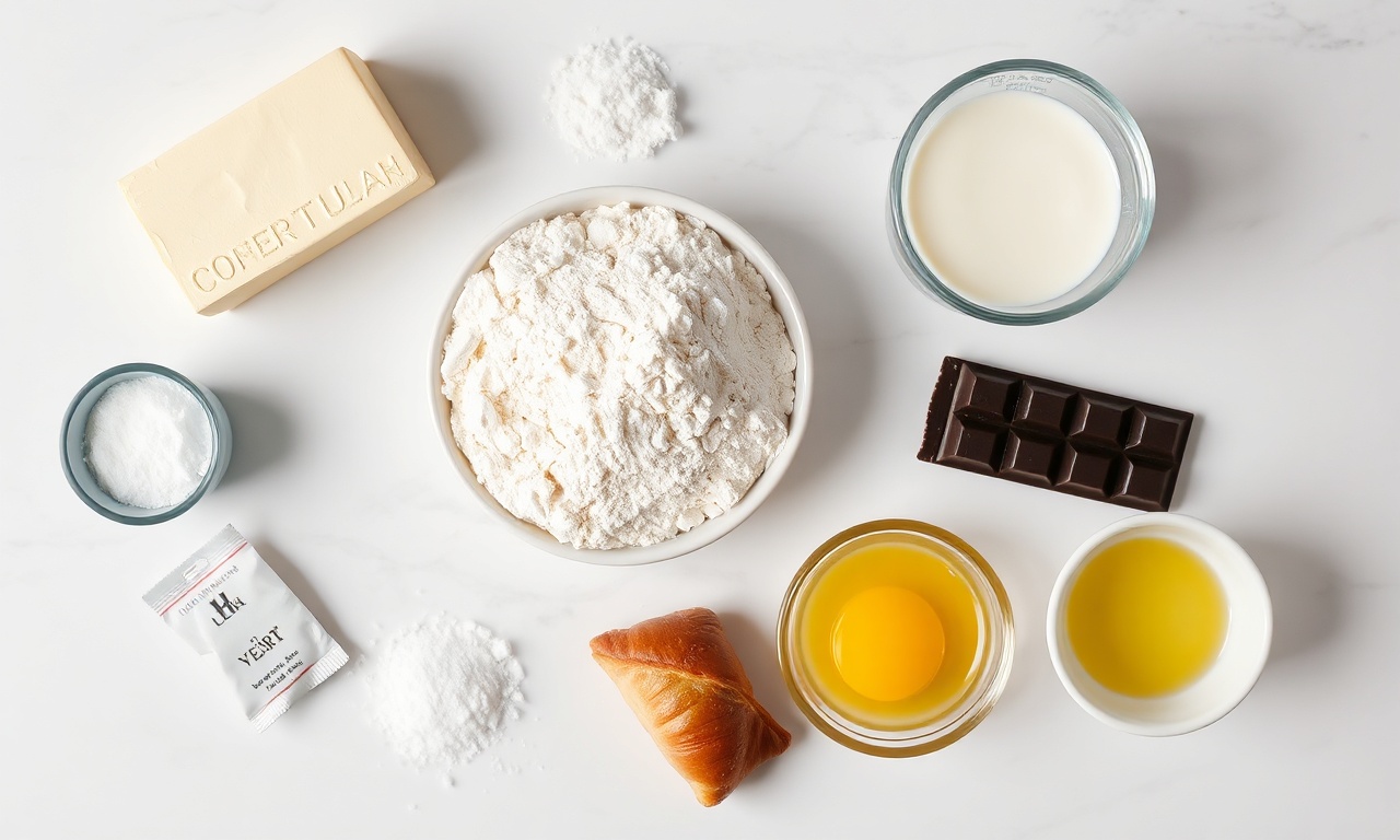 Vista de cima dos ingredientes organizados sobre superfície branca