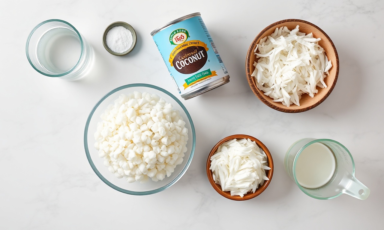 Vista de cima dos ingredientes organizados para a receita.
