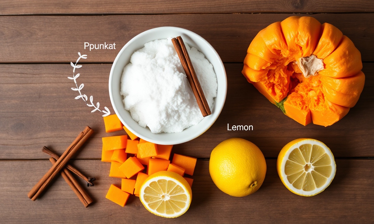 Vista de cima dos ingredientes organizados e prontos para o preparo.