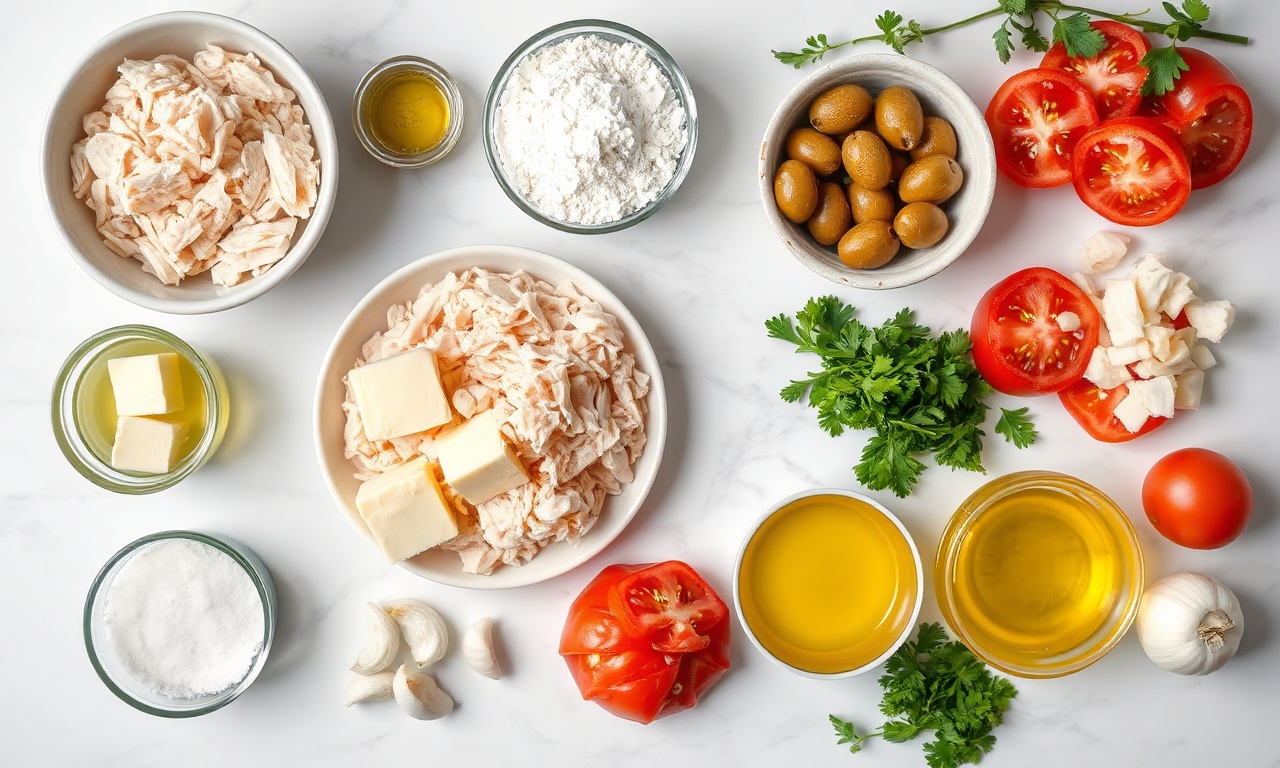 Vista de cima dos ingredientes organizados