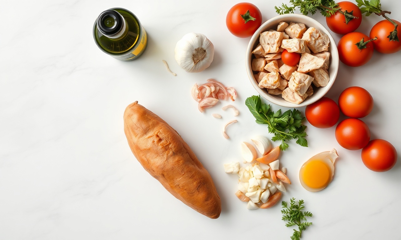 Vista de cima dos ingredientes organizados