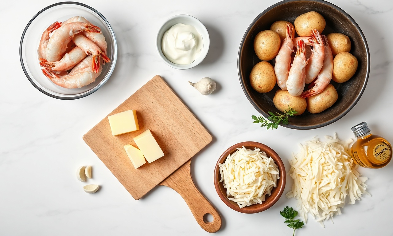 Vista de cima dos ingredientes organizados sobre superfície clara.