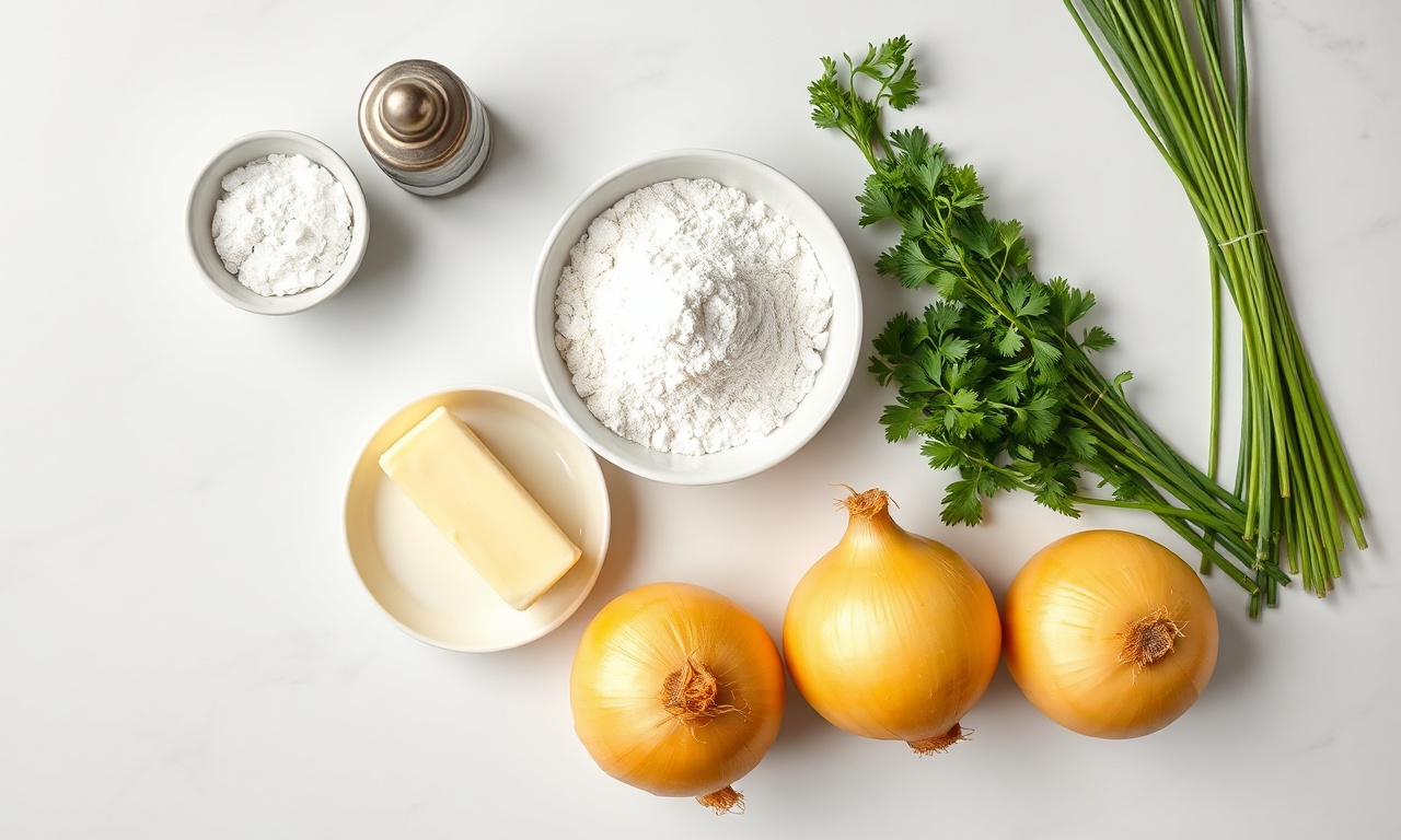 Vista de cima dos ingredientes frescos e prontos para uso.